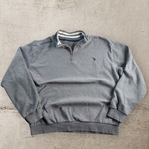 US Polo Assn 1/4 Zip Sweater Men’s Large Gray Fleece Logo Essentials Preppy Y2K